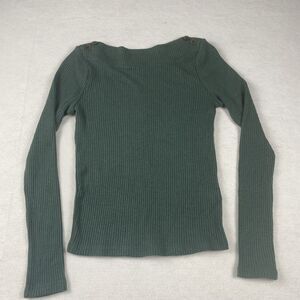 Madewell Sweater Women XS Green Ribbed Boatneck Classic Preppy Cozy Autumn NWT